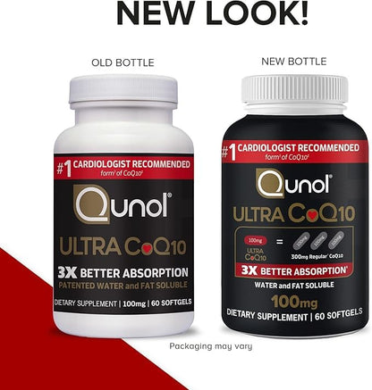 Qunol Ultra CoQ10 100mg Softgels- 3X Better Absorption Coenzyme Q10 Supplements - Antioxidant Supplement for Vascular and Heart Health & Energy Production - 5 Month Supply - 150 Count
