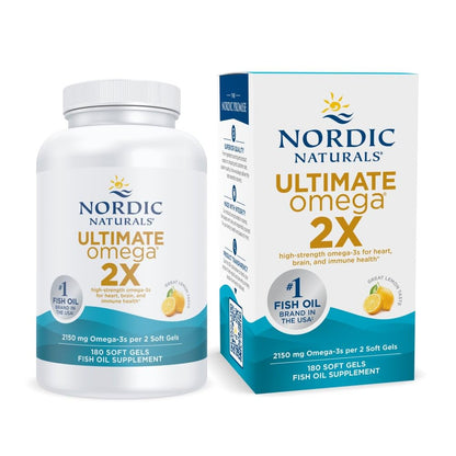 Nordic Naturals Ultimate Omega 2X – High-Potency Fish Oil | 2150 mg EPA & DHA | Lemon Flavor, 120 Softgels