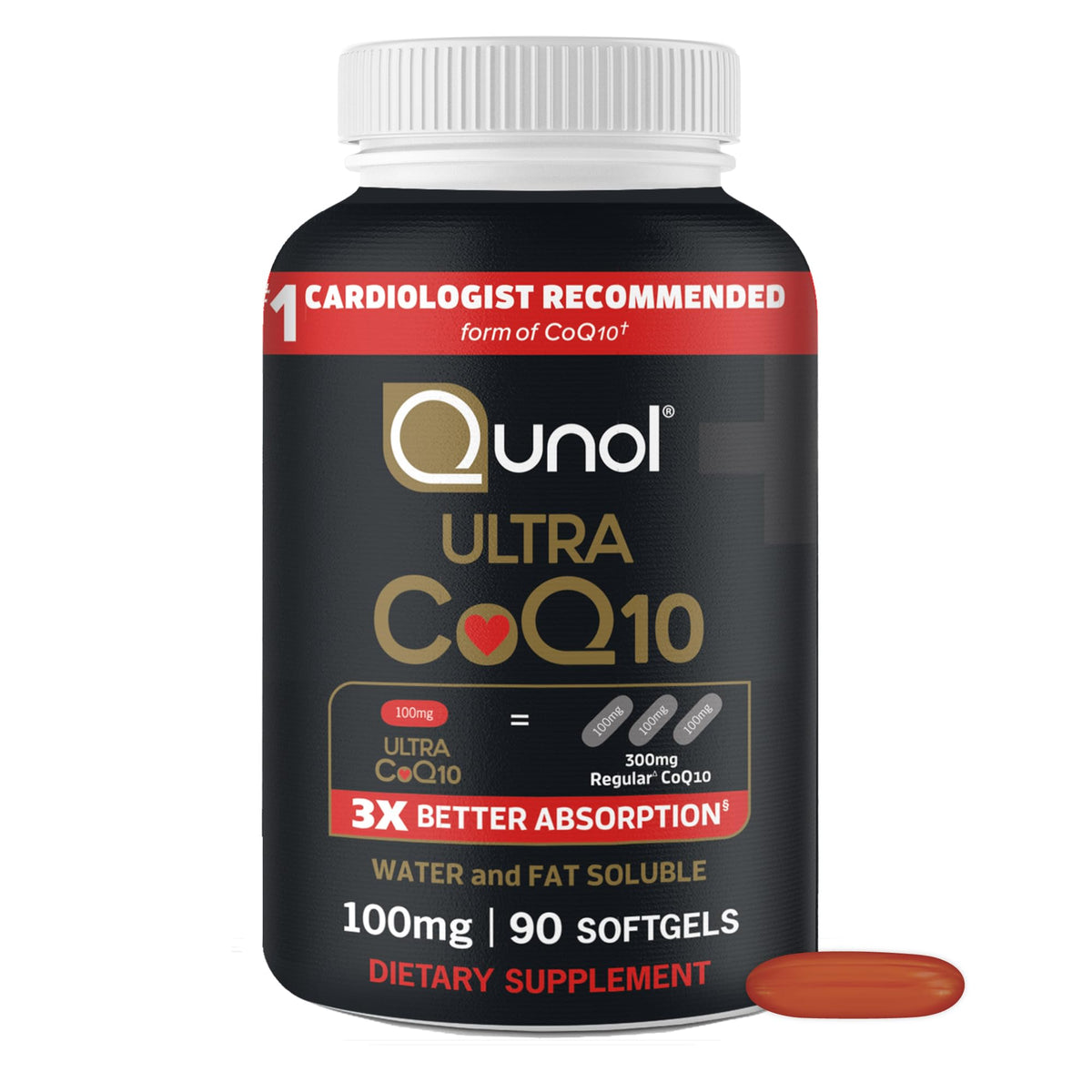 Qunol Ultra CoQ10 100mg Softgels- 3X Better Absorption Coenzyme Q10 Supplements - Antioxidant Supplement for Vascular and Heart Health & Energy Production - 5 Month Supply - 150 Count