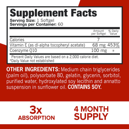 Qunol Ultra CoQ10 100mg Softgels- 3X Better Absorption Coenzyme Q10 Supplements - Antioxidant Supplement for Vascular and Heart Health & Energy Production - 5 Month Supply - 150 Count