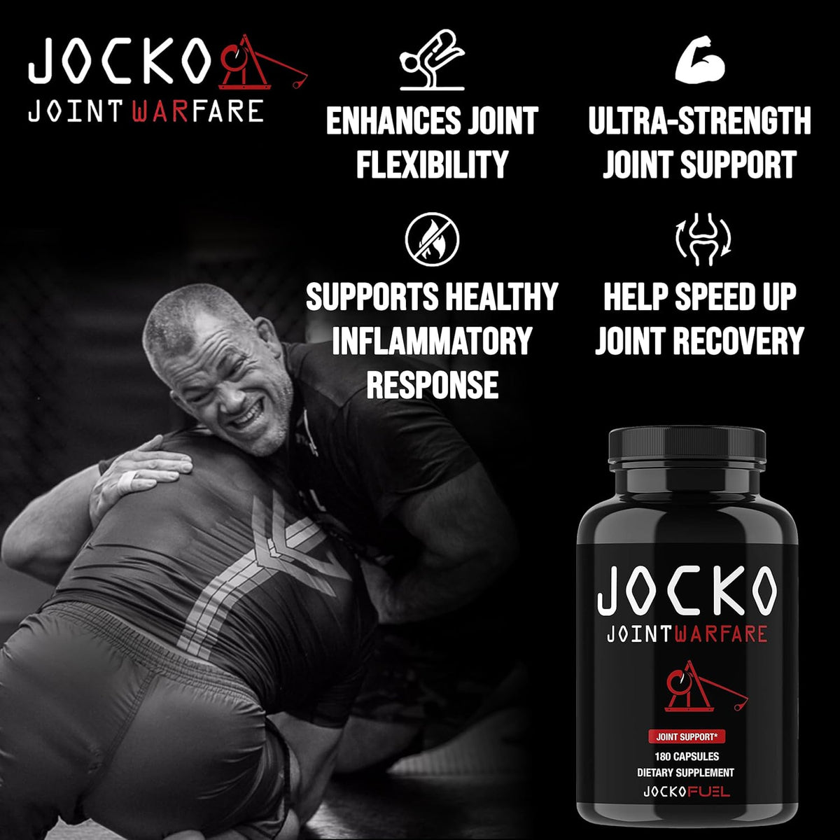 Jocko Fuel Joint Support Supplement - Glucosamine MSM for Joint Pain(180 Capsules)